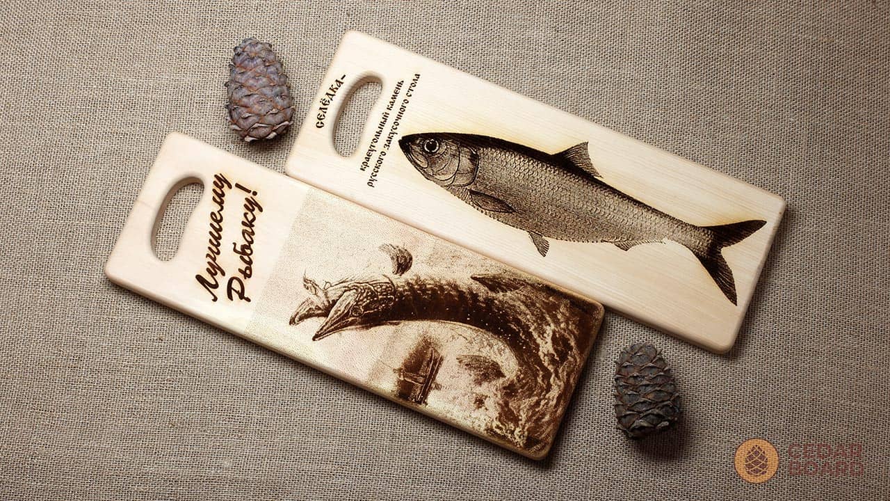 Доска разделочная с рисунком (для рыбы)